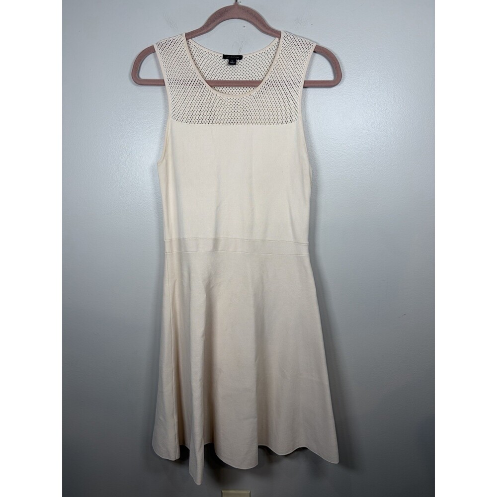 Ann Taylor Knit A Line Dress Size Medium Crochet Cream